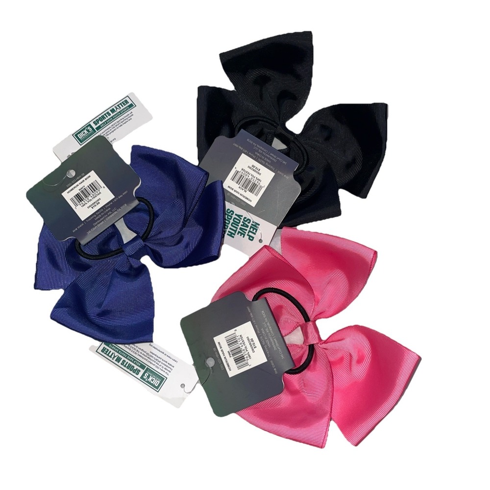 DSG Softball Hair Bow Lot Of 3 Blue, Pink &Black Hair Bows NWT Youth Ye34 - Picture 2 of 2
